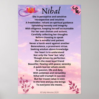 "Nihal" Name Poem Poster
