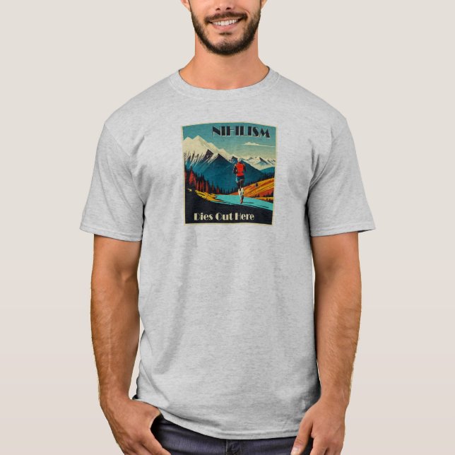 Nihilism Dies Out Here Running T-Shirt (Front)