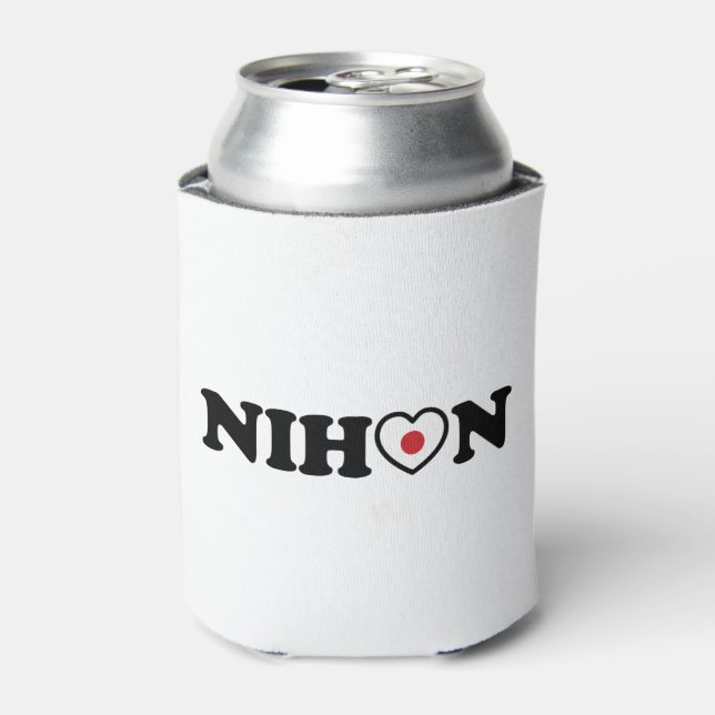 Nihon Love Heart Flag Can Cooler (Can Front)