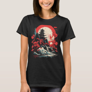 Nihonga Painting Japanese Art Waterfall Japan Fan T-Shirt