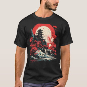Nihonga Painting Japanese Art Waterfall Japan Fan T-Shirt