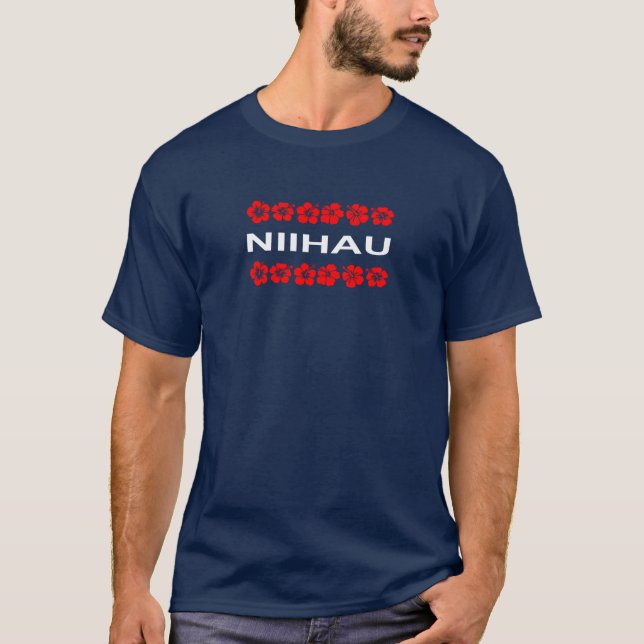 Niihau Aloha Flower Bands Dark Colour T-Shirt (Front)