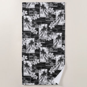 Niihau Island Hawaiian Plumeria and Palm Tree Beach Towel