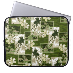 Niihau Island Hawaiian Plumeria and Palm Tree Laptop Sleeve