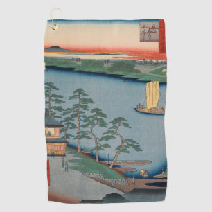 Niijuku Ferry Vintage Ukiyo-e Japanese Art Golf Towel