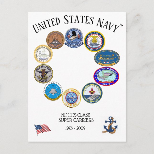 NiIMITZ CLASS SUPPER CARRIERS  1975 - 2009 Postcard (Front)