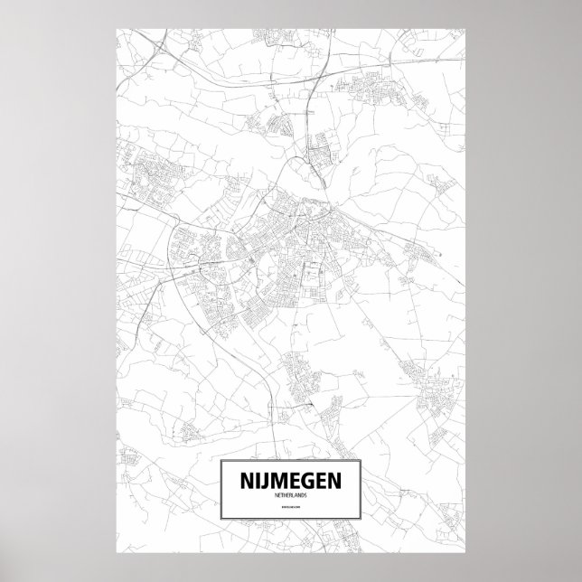 Nijmegen, Netherlands (black on white) Poster (Front)
