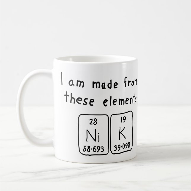 Nik periodic table name mug (Left)