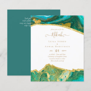 NIKAH - Agate Gold BUDGET  Wedding Invitations