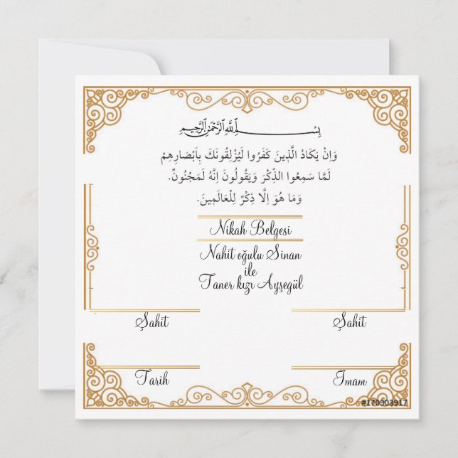 Nikah belgesi invitation (Front)