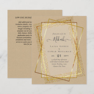 NIKAH - BUDGET Invites - GOLD Glitter Frame