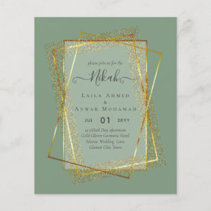 NIKAH - BUDGET Invites - GOLD Glitter Frame Flyer