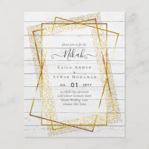 NIKAH - BUDGET Invites - GOLD Glitter Frame Flyer