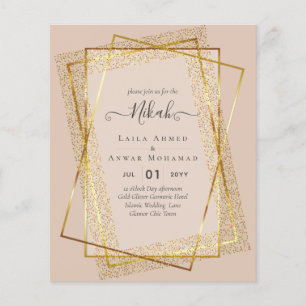 NIKAH - BUDGET Invites - GOLD Glitter Frame Flyer