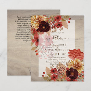 NIKAH - Floral BUDGET  Islamic Wedding Invitation