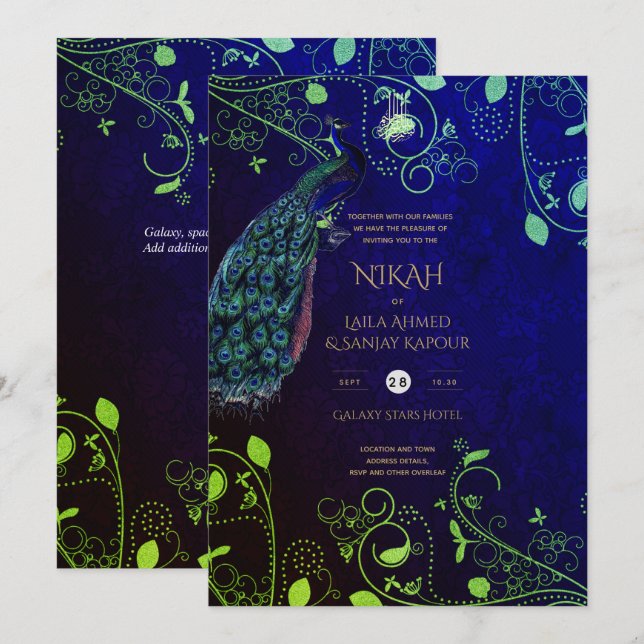 NIKAH Galaxy Wedding Invite Islamic Calligraphy (Front/Back)