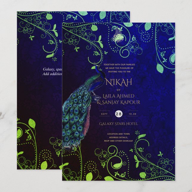 NIKAH Galaxy Wedding Invite Islamic Calligraphy (Front/Back)