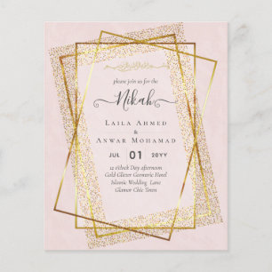 NIKAH Gold Frame Bismillah Islamic Wedding Invites Flyer