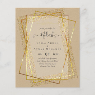 NIKAH Gold Frame Bismillah Islamic Wedding Invites Flyer