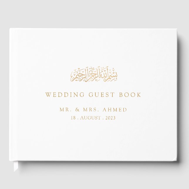Nikah Gold Islamic Muslim Wedding Guest Book (Front)