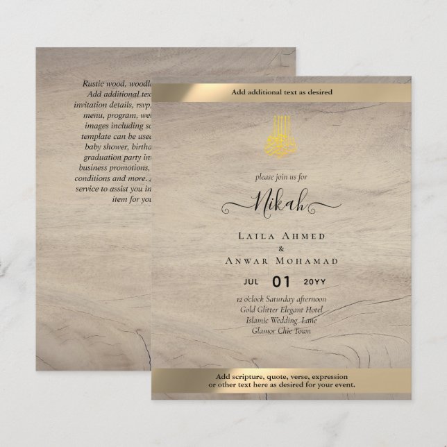 NIKAH - islamic Wedding Invitation Calligraphy (Front/Back)