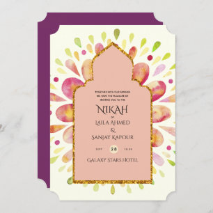 NIKAH - Modern Mandala Berry Gold Wedding Invitati Invitation
