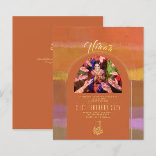 NIKAH Orange Gold PHOTO Wedding Invitation
