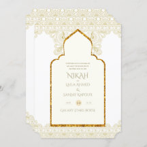 NIKAH - Ornate Islamic Mosque Gold Wedding Invitat