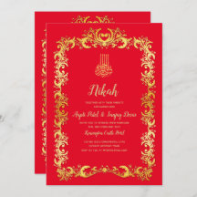 Nikah Red Gold Islamic Motif Wedding Invite