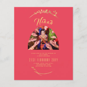 NIKAH Red Gold Photo Wedding Engagement Flyer