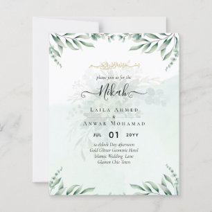 Nikah Walima GREENERY WEDDING INVITATION Islamic