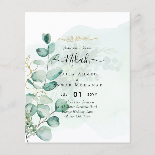 Nikah Walima GREENERY WEDDING INVITATION Islamic Flyer (Front)