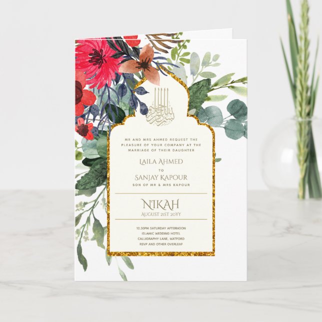 Nikah Walimah Wedding Invitation Program RSVP (Front)