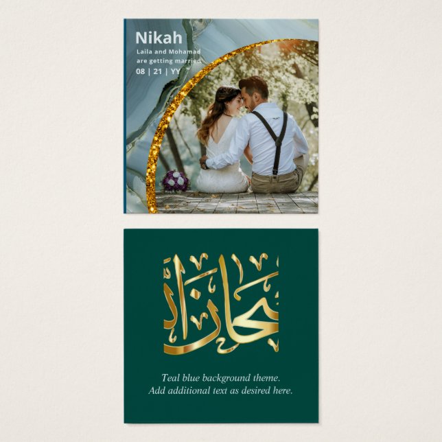 NIKAH - Wedding Budget Agate Gold Teal PHOTO (Front & Back)