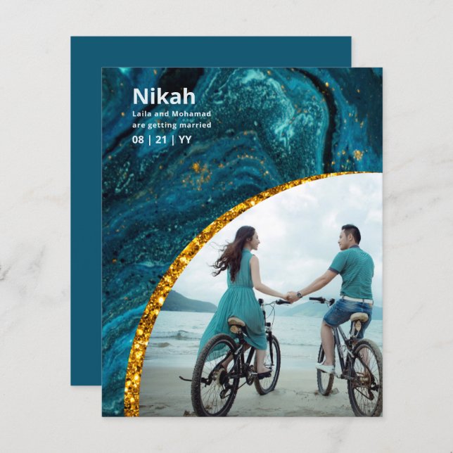 NIKAH - Wedding Budget Agate Gold Teal PHOTO (Front/Back)