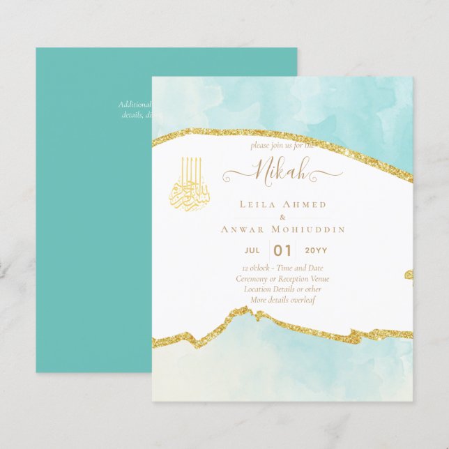 NIKAH Wedding Invitations Modern Sparkle (Front/Back)