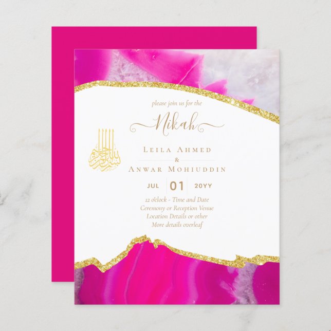 NIKAH Wedding Invitations Modern Sparkle (Front/Back)