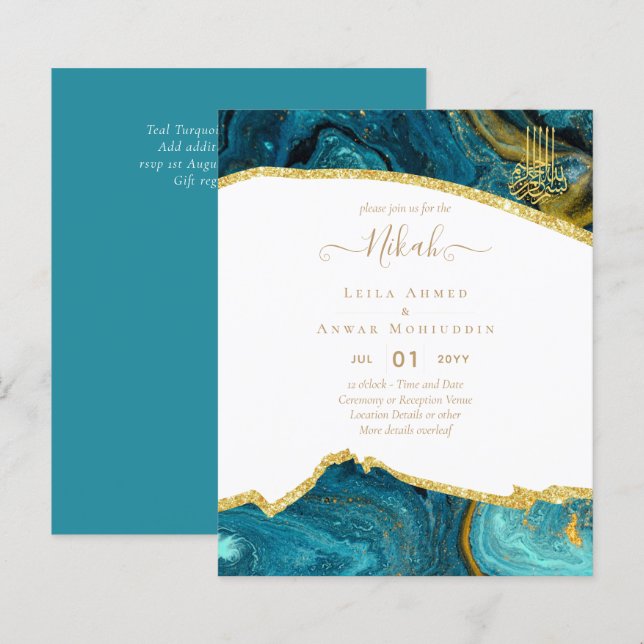 NIKAH Wedding Invitations Modern Sparkle (Front/Back)