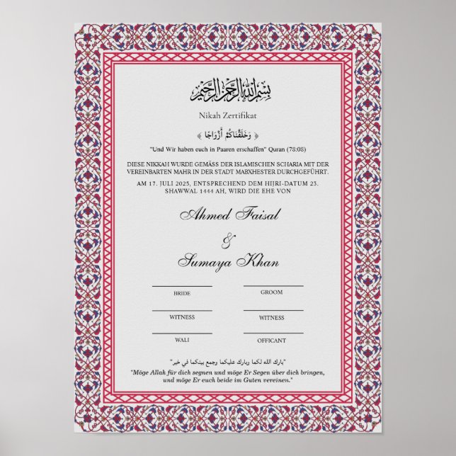 nikah zertifikat poster (Front)
