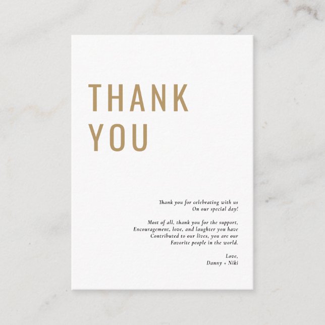 Niki Simple Minimalist Thank you Enclosure Card (Front)