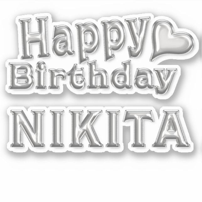 Nikita Happy Birthday silver sticker (Front)