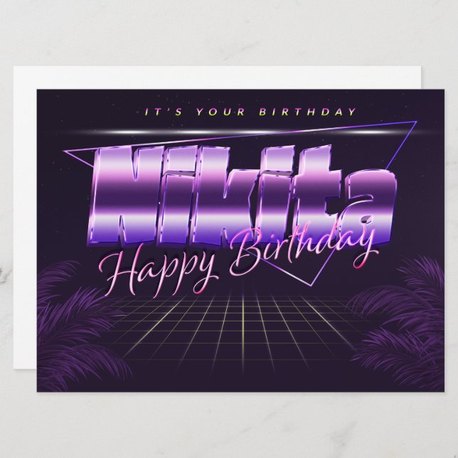 Nikita Name First name pura retro card Birthday (Front/Back)