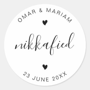 Nikkafied Elegant Quote with Black Text Classic Round Sticker