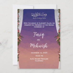 Nikkah Ceremony Invitation Card Wedding Muslim 