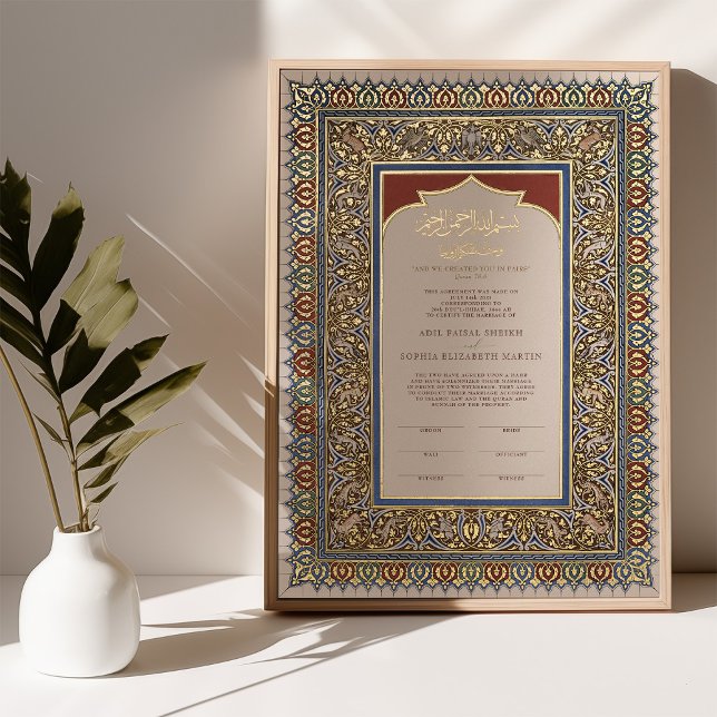 Nikkah Certificate Islamic Marriage Muslim Foil Prints (Creator Uploaded)