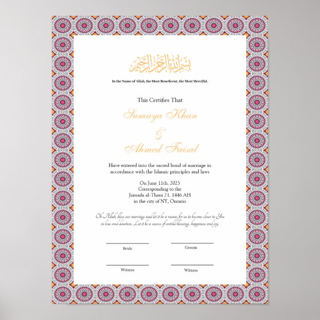 nikkah certificate poster (Front)