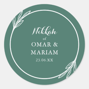 Nikkah Elegant Ivy Botanical Quote Classic Round Sticker