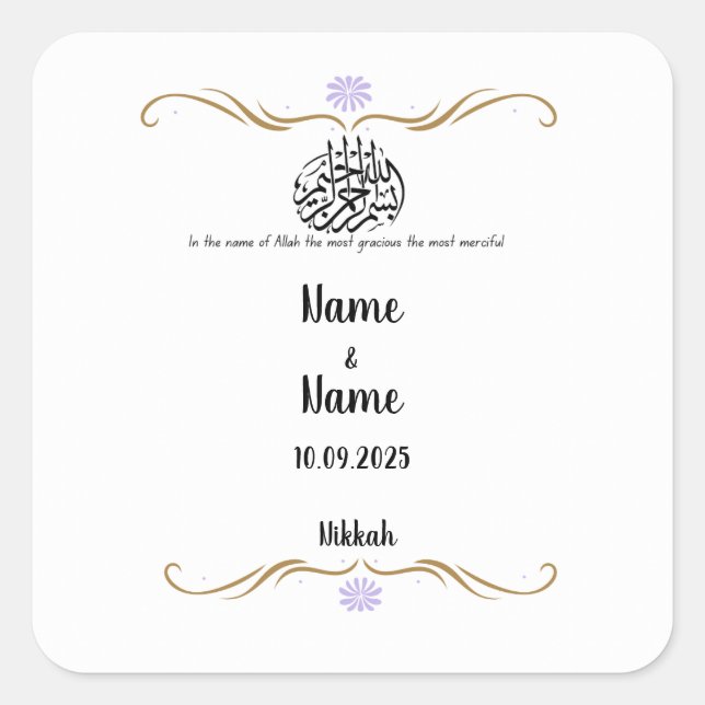 Nikkah favour stickers  (Front)