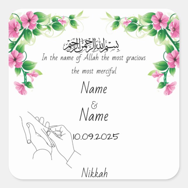 Nikkah favour stickers  (Front)