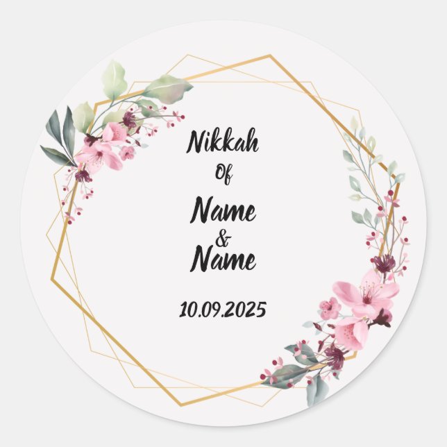 Nikkah favour stickers  (Front)